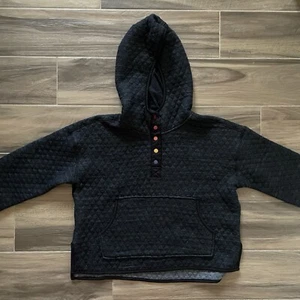 Marine Layer Quilted Hoodie Sweatshirt Womens Medium Gray Pullover Casual Crop - Picture 1 of 8