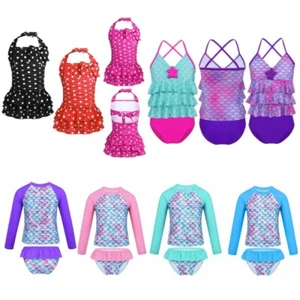 Girls Tankini Swimsuit Swimwear Bathing Suit Rashguard Costumes Swimming Wear - Picture 1 of 36