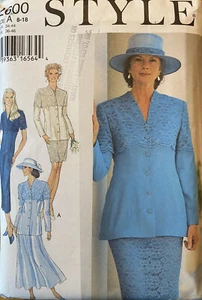 Vtg 90's STYLE Sewing Pattern DRESS Skirt Jacket Suit Sewing Pattern UNCUT 8-18 - Picture 1 of 2