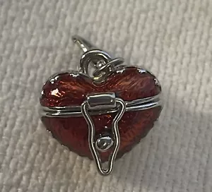 Charmalong Charm Medaglione Apertura Cuore Rosso di Atterraggio Perline - Foto 1 di 4