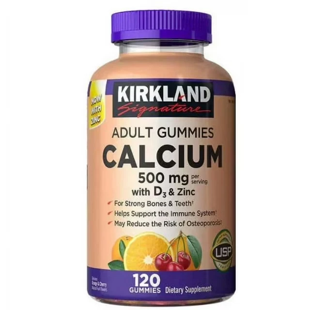 Calcio Kirkland Signature 500 mg con gomitas para adultos D3 - 120 unidades Foto 1 de 2
