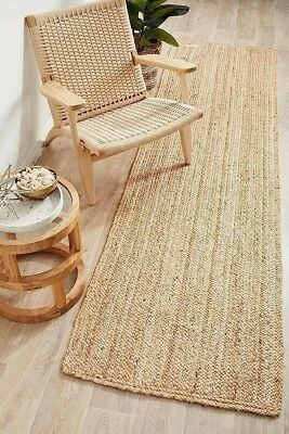 Runner Rug Carpet Mat Natural Jute Hand Woven Farmhouse Braided Rustic Look - image 1 of 4