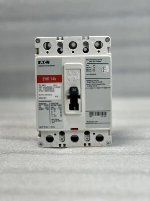 Eaton EHD3020BP10 20A Circuit Breaker 480VAC 250VDC 3-Pole EHD Series - Image 1 of 4