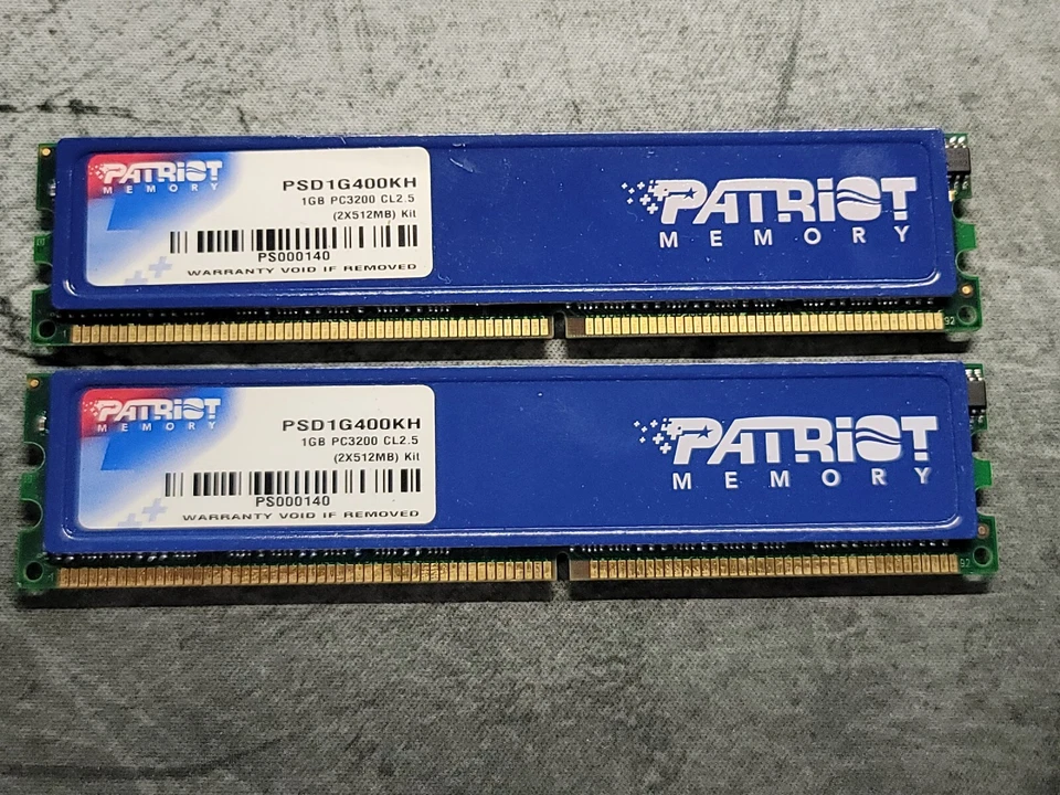 PATRIOT MEMORY #PSD1G400KH DDR 400 1GB (2X512MG) DUAL CHANNEL KIT   - #006 - Image 1 of 1