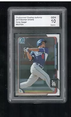 COREY SEAGER 2015 BOWMAN CHROME ROOKIE PGA 10 GEM MINT DODGERS RANGERS - Image 1 of 2