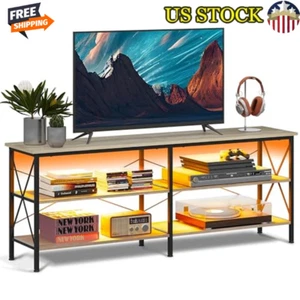 63 Inch TV Stand LED Entertainment Center 3-Tier Storage Shelves Living Room Use - Picture 1 of 7