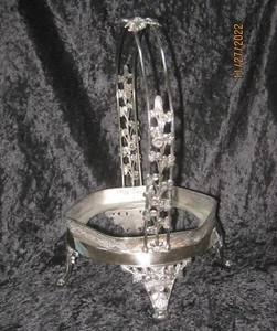 Antique E G Webster & Bro NY Quadruple Plate Hard White Metal Bride's Basket - Picture 1 of 15