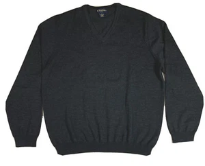 Brooks Brothers Mens Sweater V Neck Charcoal Gray Merino Wool Blend Size XL - Picture 1 of 5