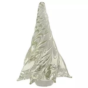 Statuina vintage stile Murano vetro artistico forma albero di Natale abete trasparente 6,5" - Foto 1 di 8