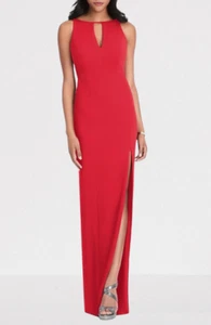 After Six Neck Keyhole Long Gown Side Slit Evening Bridesmaid Dress Red Small - Picture 1 of 1