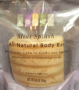 Aura Cacia All-natural Body Bar "mint Splash" 3,5 oz (90 g) Bar - Foto 1 di 2