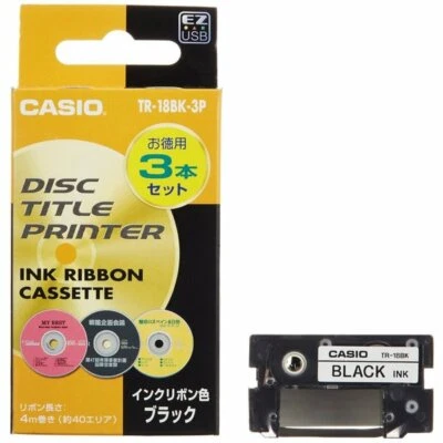 CASIO Disc Title Printer Ink Ribbon TR-18BK-3P Black From Japan - Image 1 of 3