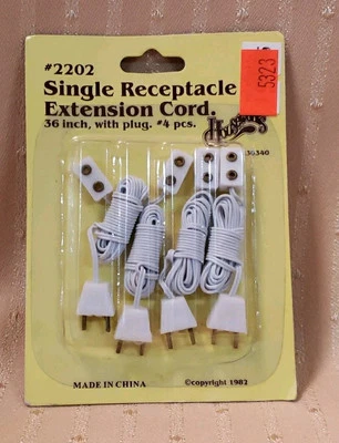 CABLE DE EXTENSIÓN DE RECEPTÁCULO ÚNICO VINTAGE #2202 PARA CASA DE MUÑECAS MINIATURA   Foto 1 de 3