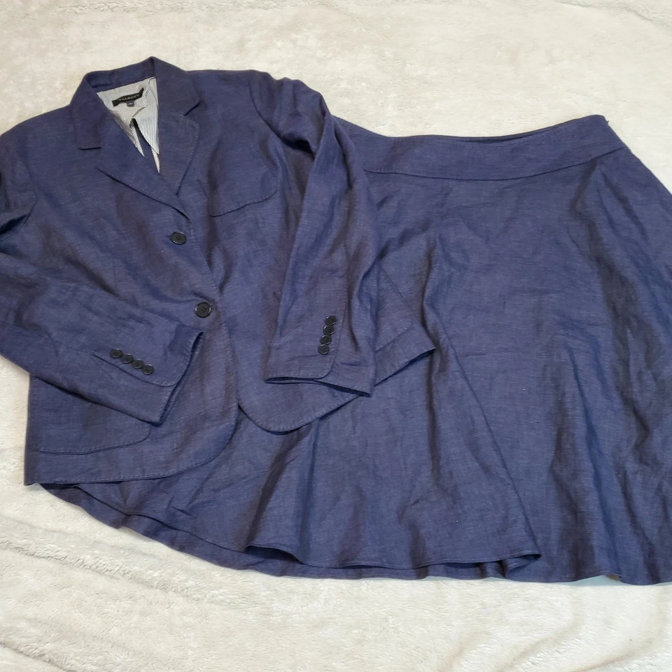 Talbots темно фиолетовый льняной Academia офис костюм комплект Blazer юбка плюс размер 16 - Изображение 1 из 4