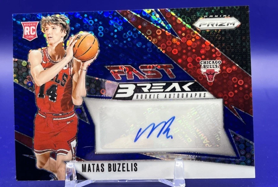 Автографы 2024–25 Panini Prizm Matas Buzelis Fast Break синие с автографом радиоуправляемые /49  - Изображение 1 из 2