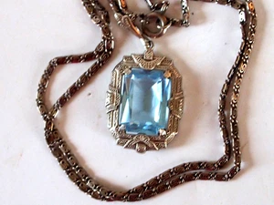 TOLLER ART DECO SPINELL-ANHÄNGER;835erSILBER;L 4,1cm,B 2cm,TOLLE KETTE 835; 42cM - Bild 1 von 6
