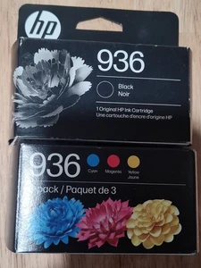 HP 936, paquete de 3 cartuchos de tinta tricolor cian/magenta/amarillo, y HP 936 negro - Imagen 1 de 4