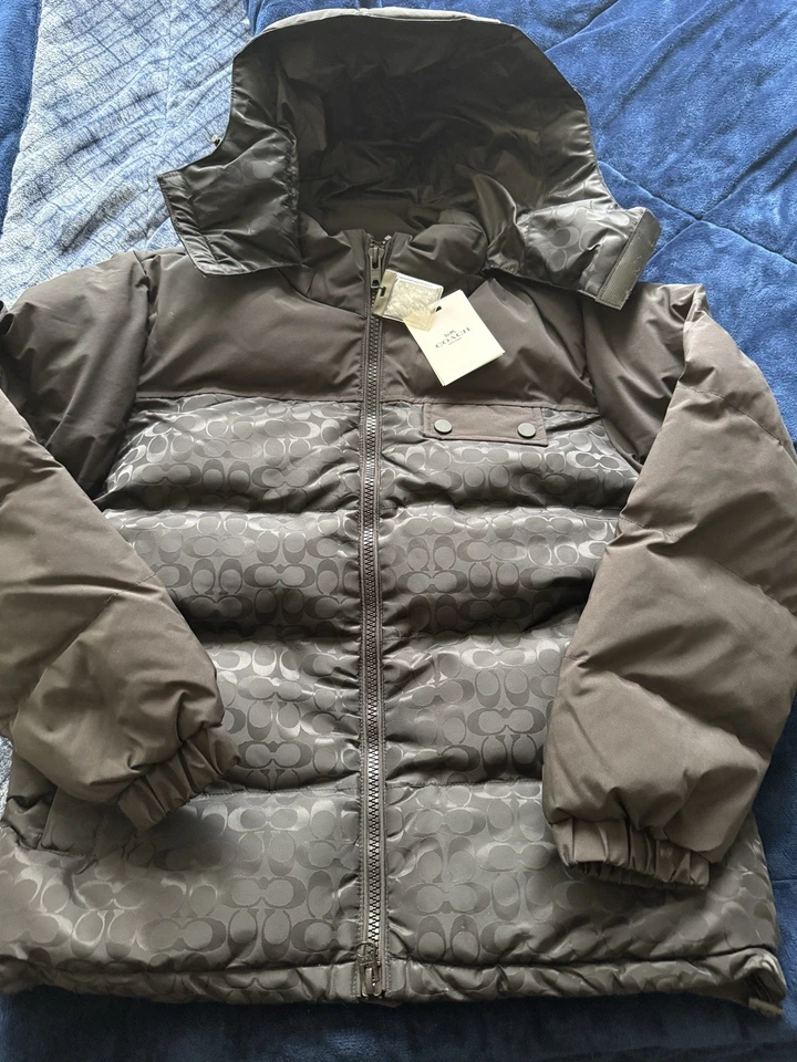 Coach Men’s Signature Puffer Jacket XL – Black Monogram - Image 1 of 4