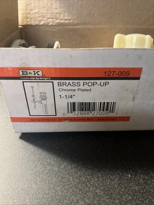 B & K 127-009 1-1/4" Chrome Plated Brass Pop-up - Image 1 of 2