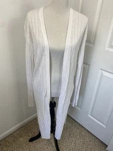 Free People Cardigan Aperto Grande Spolverino Cotone Lino BoHo Cottage Leggero - Foto 1 di 15