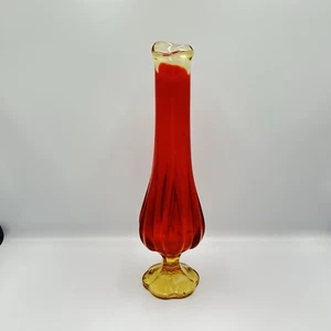 Vaso vintage amberina vetro oscillante 12,5" rosso arancione metà secolo MCM - Foto 1 di 5