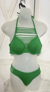 Top de bikini push-up cuello alto Victoria's Secret 2 piezas 36B inferior M nuevo con etiquetas - Imagen 1 de 12
