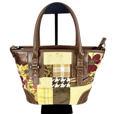 Auténtico bolso de mano Relic By Fossil con retazos y cuero marrón Foto 1 de 4