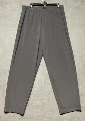 Pantalones Susan Graver Gris Tejido Líquido Mujer Talla Grande Pantalón Elástico Foto 1 de 4