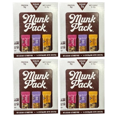 Munk Pack Nut & Seed Bar Keto Variety Pack 6 Count Each Lot of 4