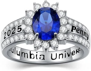 Anello Classe Personalizzabile Scuola Superiore e Laurea Donna Regalo Argento 925 - Foto 1 di 8