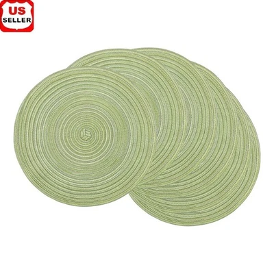 Farmhouse Woven Placemats Set of 6 Rattan Table Decor Easy Clean Stain Resistant - Image 1 of 4