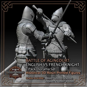 Battle of Agincourt - English VS French Knight Diorama 2 Pack - 3D Printed Model - Picture 1 of 24