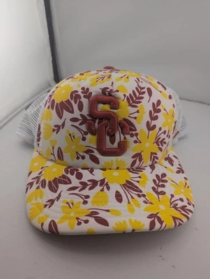 USC Trojans Adjustable Trucker Yellow Red Floral Print Zephyr Hat NWT - Image 1 of 4