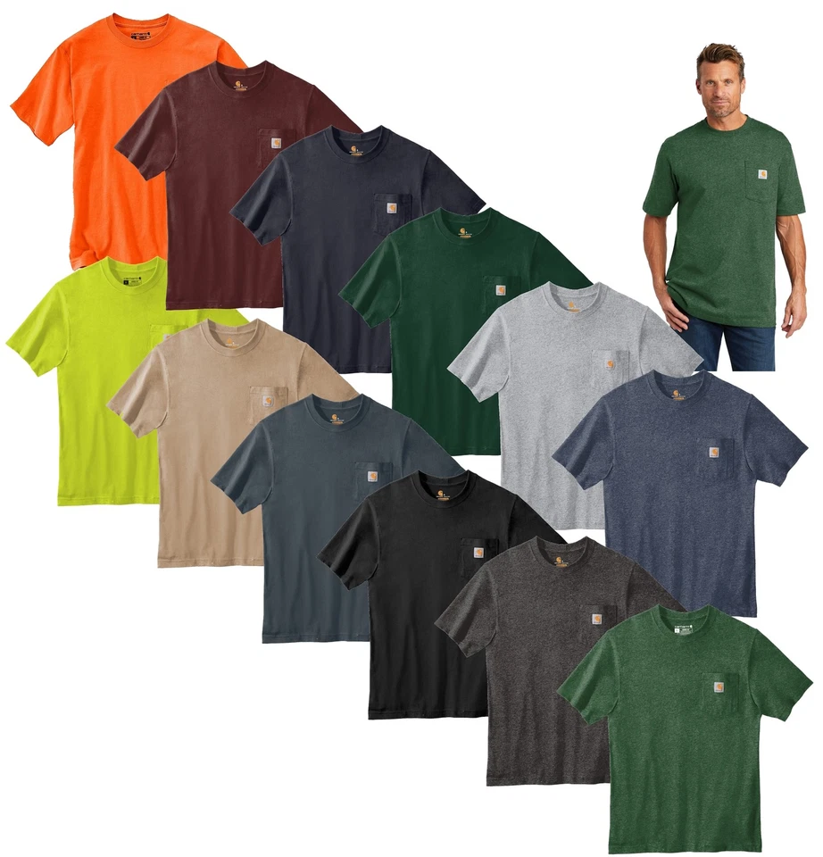 Carhartt Mens WorkWear T-Shirt Short Sleeve Pocket T-Shirt Heavyweight Tee - Image 1 of 1