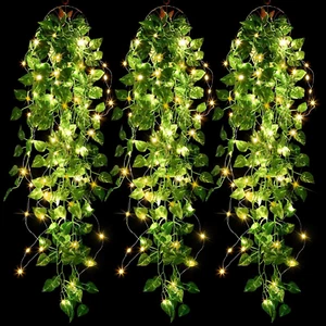 3 Pieces Artificial Hanging Plants 3.3 Ft Fake Ivy Vine Leaves Hanging Plants - Picture 1 of 12