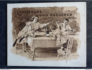 PUB CARTE QUI S'OUVRE ILLUSTREE CHAMPAGNE LOUIS ROEDER 15,1/12,1 CM DOS "ECLAT" - Imagen 1 de 3