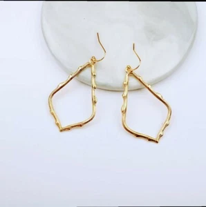Designer Inspired Dangle Statement Teardrop Gold Earrings gift bag USA free ship - Picture 1 of 1