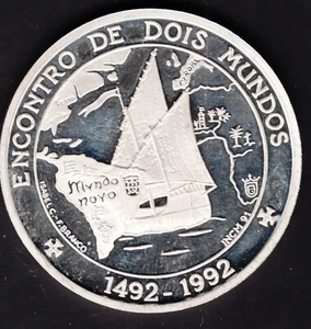 Moneda 1000 Escudos Portugal 1992 - Plata .925 - 27 Gr Proof - Imagen 1 de 2