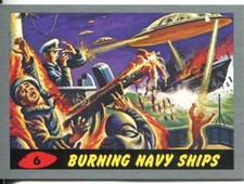Mars Attacks Heritage Silver Parallel Base Card #6    Burning Navy Ships