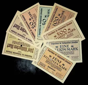 1923 Alemania PIRMASENS 5 mil millones a 5 billones de marcos juego de billetes espécimen UNC - Imagen 1 de 7