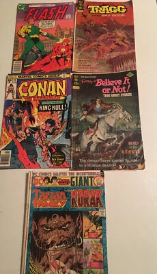 Lote de 5 cómics de 1970 Gold Key y DC y Marvel ~ Flash, Tragg, Conan, Ripley’s Foto 1 de 4