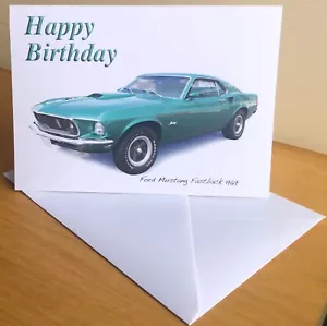 Ford Mustang Fastback 1969 - 5x7in Birthday, Anniversary, Retirement or Plain - Picture 1 of 6