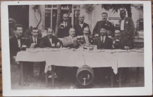 Beer Drinking, Toasting Men 1920 Realphoto Postcard - RPPC - Picture 1 of 1