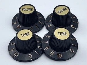 Black Witch Hat Control Knobs with Gold Inserts for Gibson Pots Epiphone Gold - Picture 1 of 3