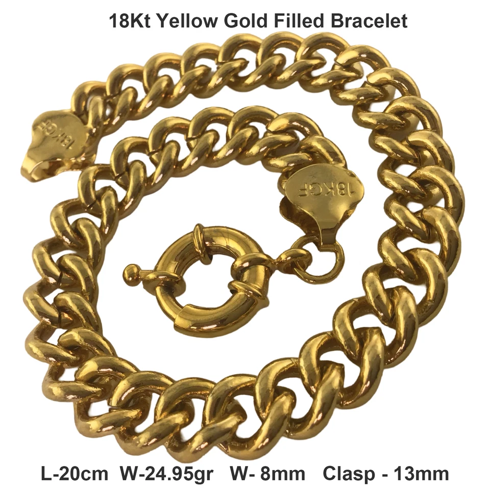 Bracelet Real 18Kt Yellow Gold Filled Solid Boltring Statement Bangle 20cm - Image 1 of 3