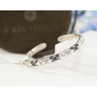Brazalete John Hardy Sterling 2.85ct Zafiro Negro Naga Slim Kick Cuff Nuevo con Etiquetas $1495 Foto 1 de 4