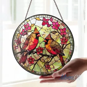 Vitral Cardinal Suncatcher, Colgantes de Ventana Cardinal, Pájaros Suncatcher Ca - Imagen 1 de 11