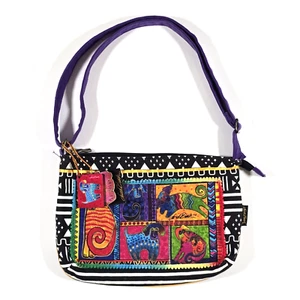 LAUREL BURCH PATCHWORK DOG TAILS MEDIUM CROSSBODY TOTE BAG PURSE NOS W/ TAGS - Picture 1 of 17