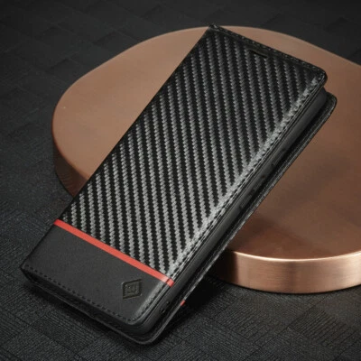 For Google Pixel 7A/8A/9A/7/8/9 Pro XL Carbon Fibre Wallet Case Slim Flip Cover - Image 1 of 4