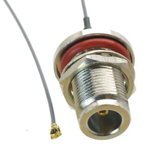 RF coaxial cable N female bulkhead jack to IPX U.fl female 1.13mm 6" pigtail - Picture 1 of 2